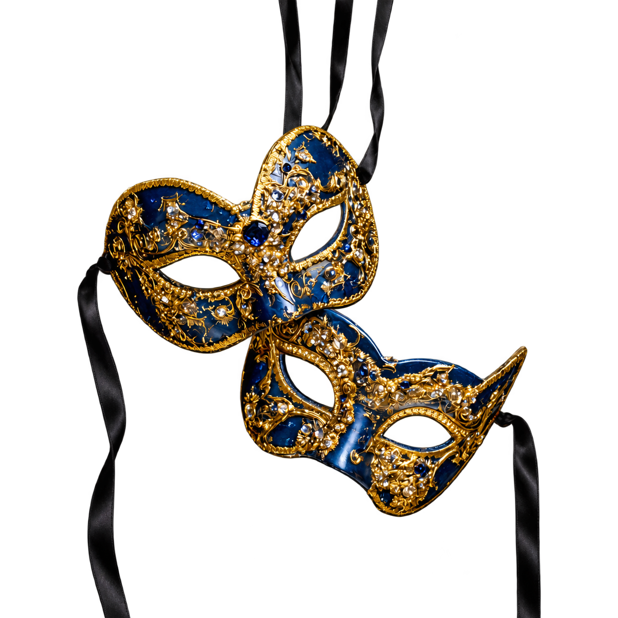 Blue and gold masquerade masks